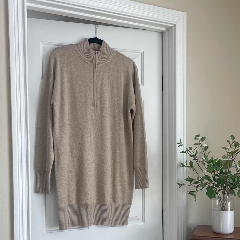 Naadam Cashmere Quarter-Zip Sweater Dress